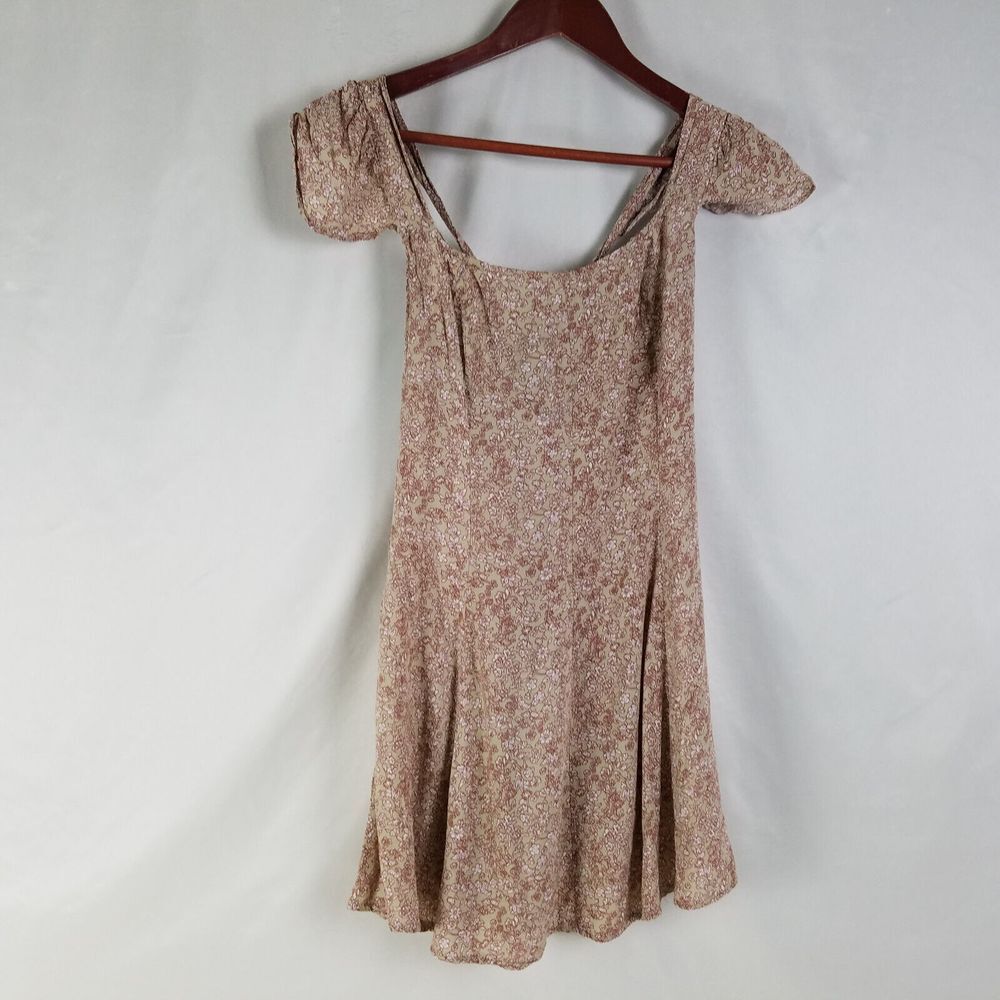 Evie Shirt Dress Womens 10 Floral Short Cap Sleeve Scoop Neck‎ Strap Back